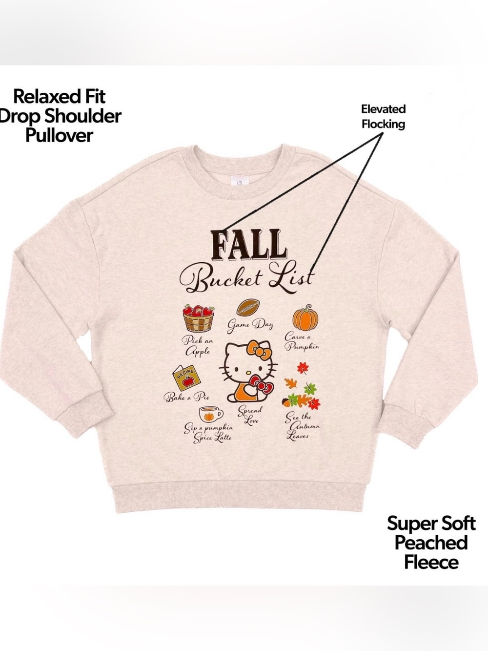 NWT Hello Kitty Harvest Sweatshirt Oversized Size Large - Picture 7 of 7